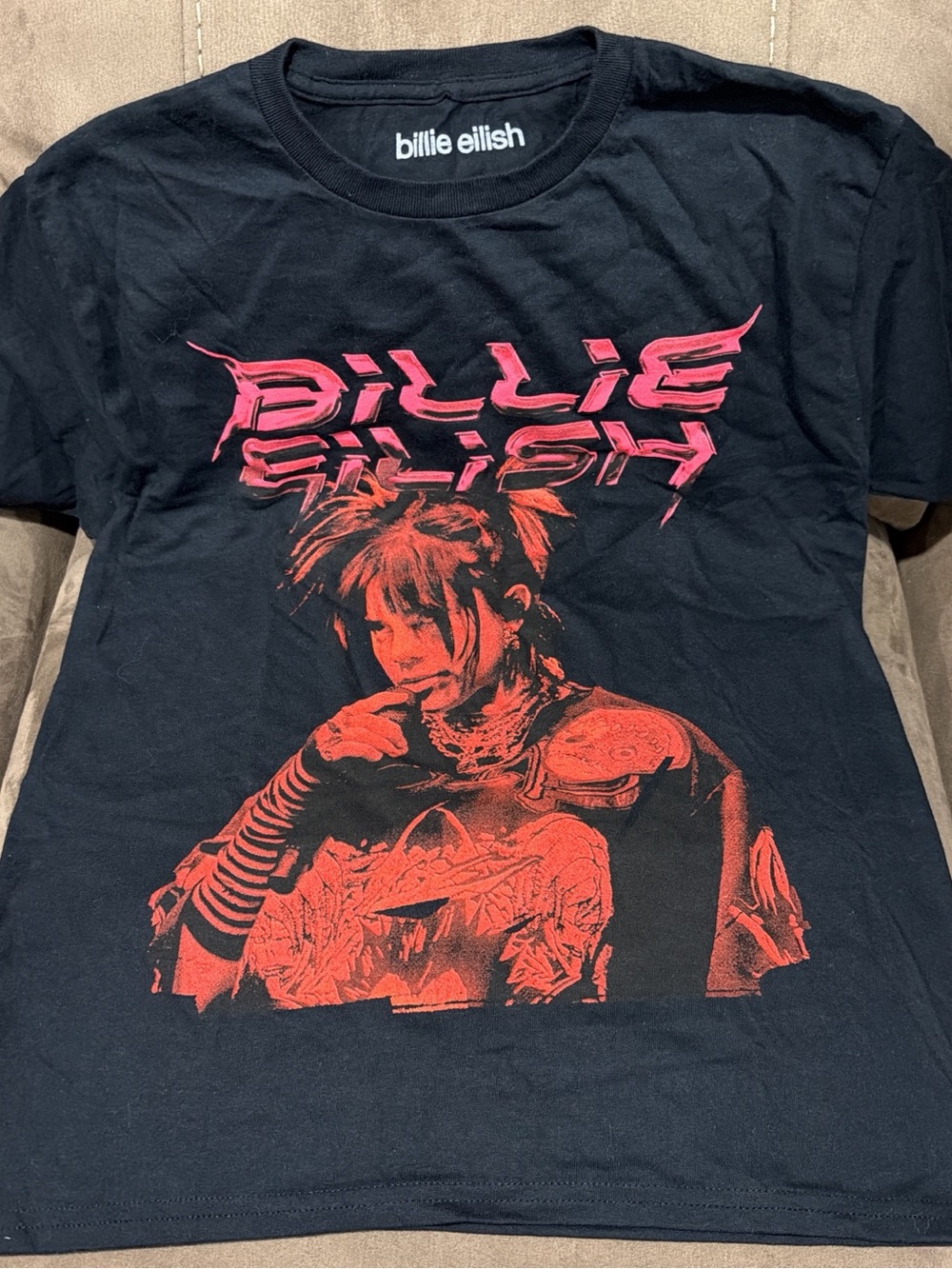 Billie Eilish Red Portrait Boyfriend Fit T-shirt
